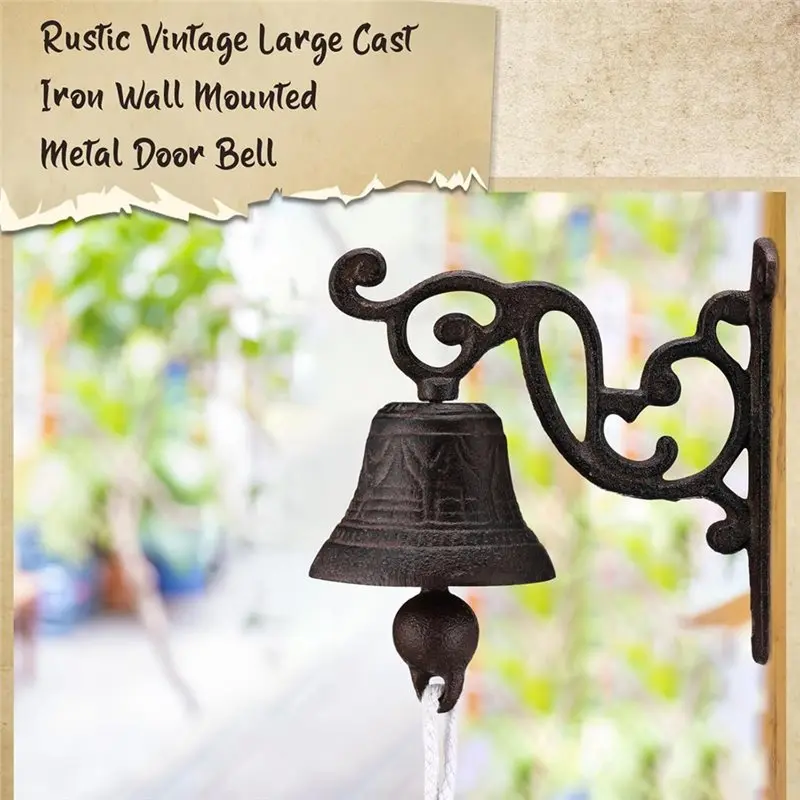 Desired-Clear Sound Cast Iron Outdoor Dinner Bell, Vintage Wall Mounted Design For Home And Garden Decor