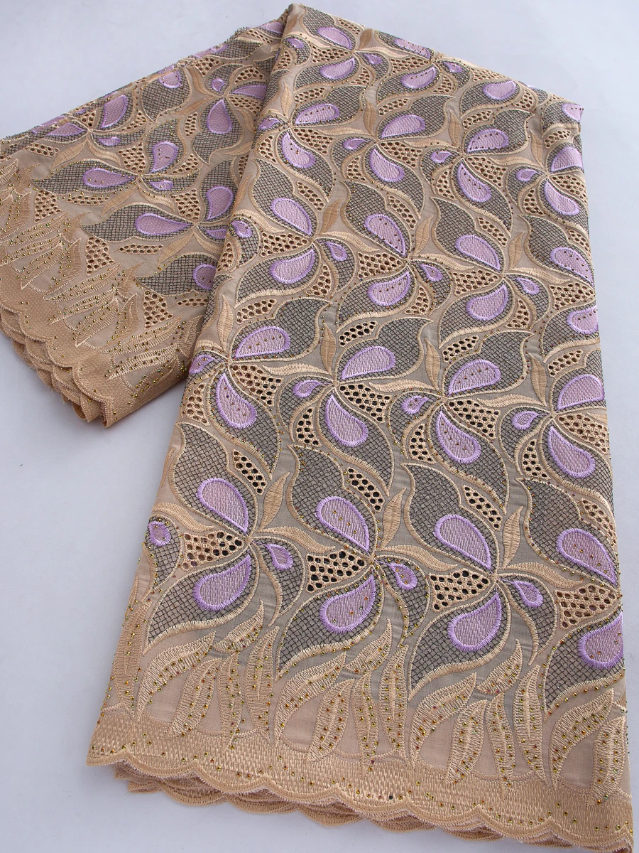African Lace Fabric High Quality 2026 Swiss Lace 100% Cotton Lace Fabric Swiss Voile Lace Fabric For Party Dress 5 Yards 4785