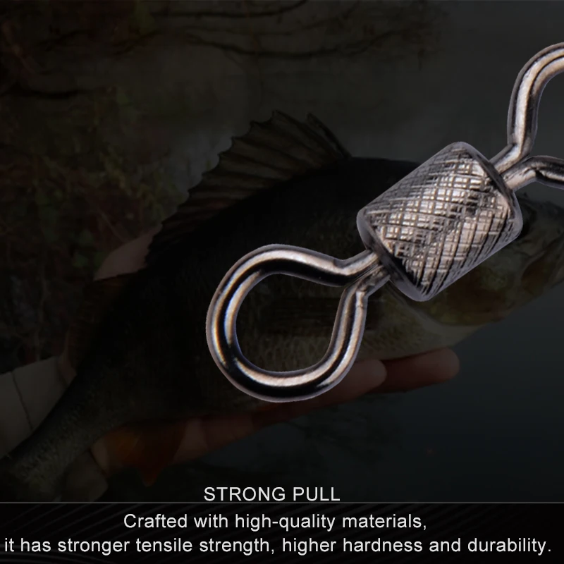 MEREDITH Rolling Barrel Girelle 50Pack Girelle da pesca Girelle per acqua salata Attrezzatura da pesca Girelle in acciaio inossidabile Nichel nero