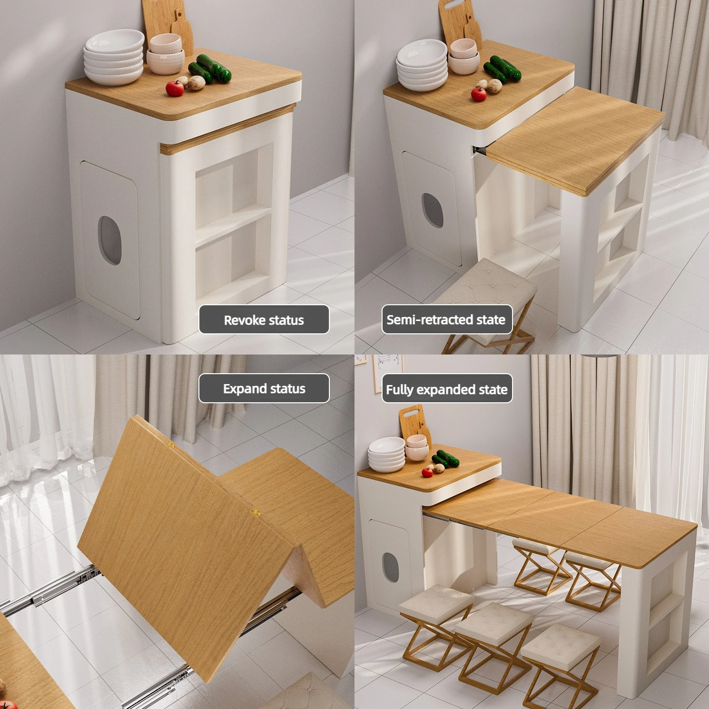 Folding Dining Table Slides Cabinets Aluminum Slide Rails Kitchen Telescopic Flat Push Hidden Table Hardware Accessories