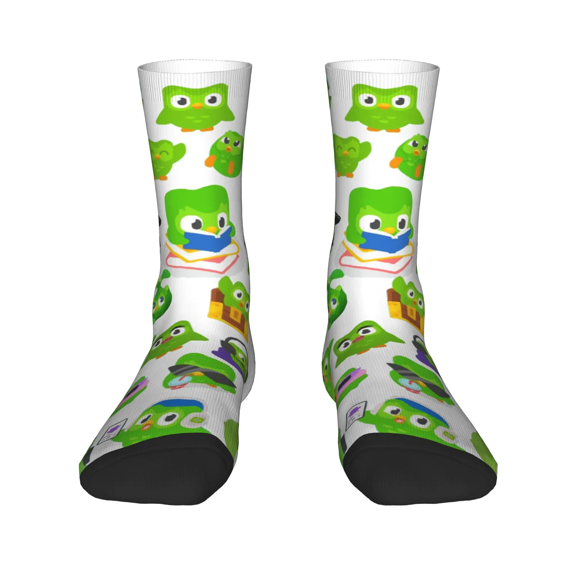 Duolingo OWL Duo Reading Book Printed Dress Socks Merch for Casual Wear Flexible  Dress Socks