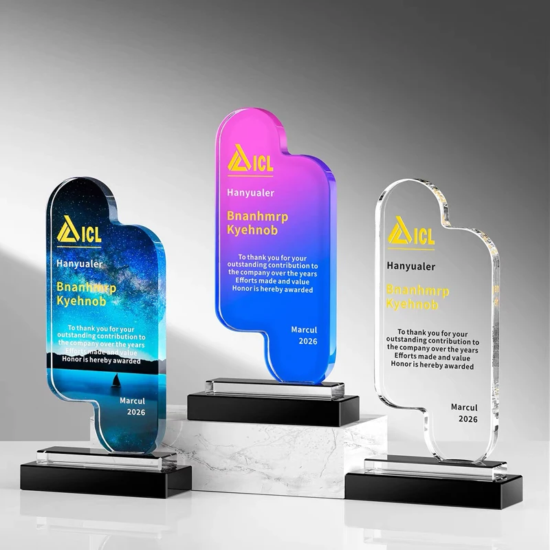 Customized Color Printing Crystal Trophy, Company Annual Meeting Excellent Employee Souvenirs, Home Decor, Craft 2026 Medal, 1Pc