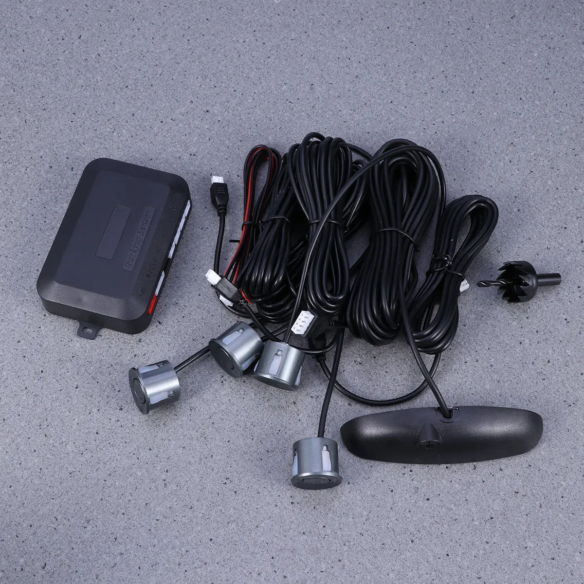 

Car Parking Sensor Led Display Backup Reverse System 4 Sensor Double Cpu Full Weather Grey 9X6X2.2Cm Car