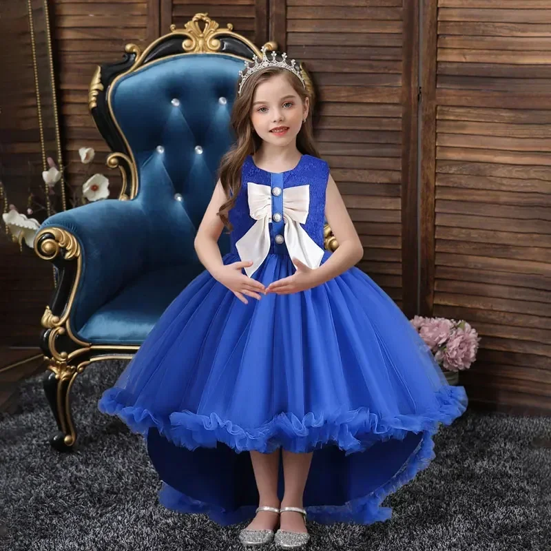 

Fashion Bow Kids Dresses for Girls Sleeveless Lace Princess Dress for Girls Summer Kids Girls Party Dresses 2-12 Years