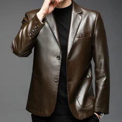 Man Suits and Blazers Plus Big Size Coats Loose Oversize Menswear Elegant Leather Jacket for Men Handsome Classic New In Casual