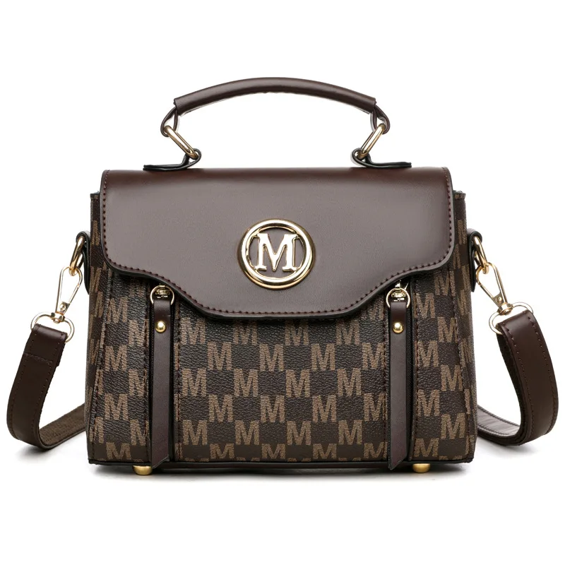 Vintage Women's Tote Bag Stylish PU Handbag Shoulder Bag with Golden Letter 