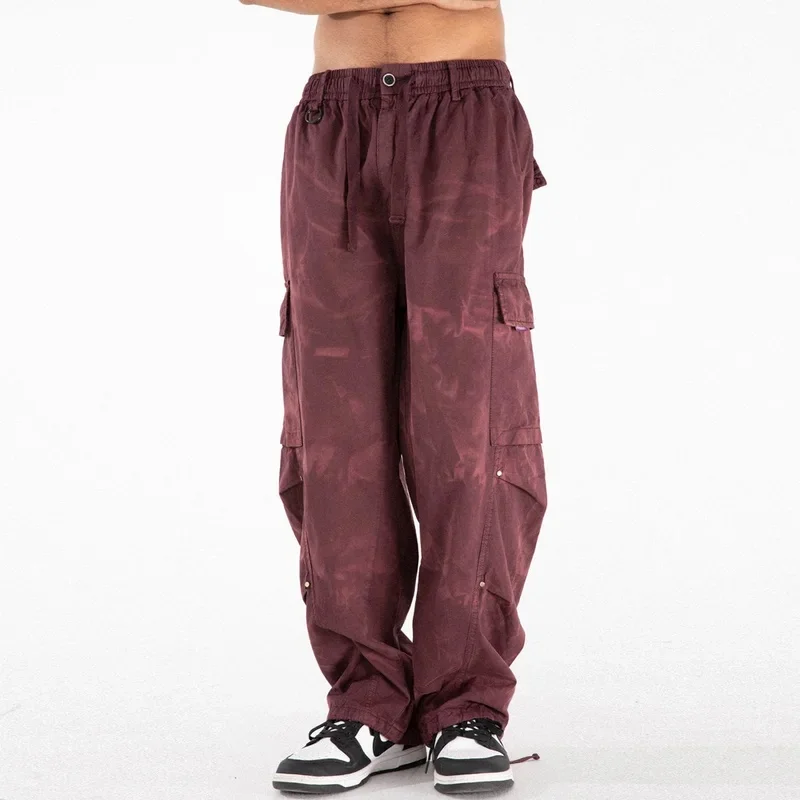 Men Streetwear Hip Hop Dirty Fit Fashion Loose Casual Wide Leg Cargo Pants Women Sport Track Cotton Trousers Jogger Sweatpant