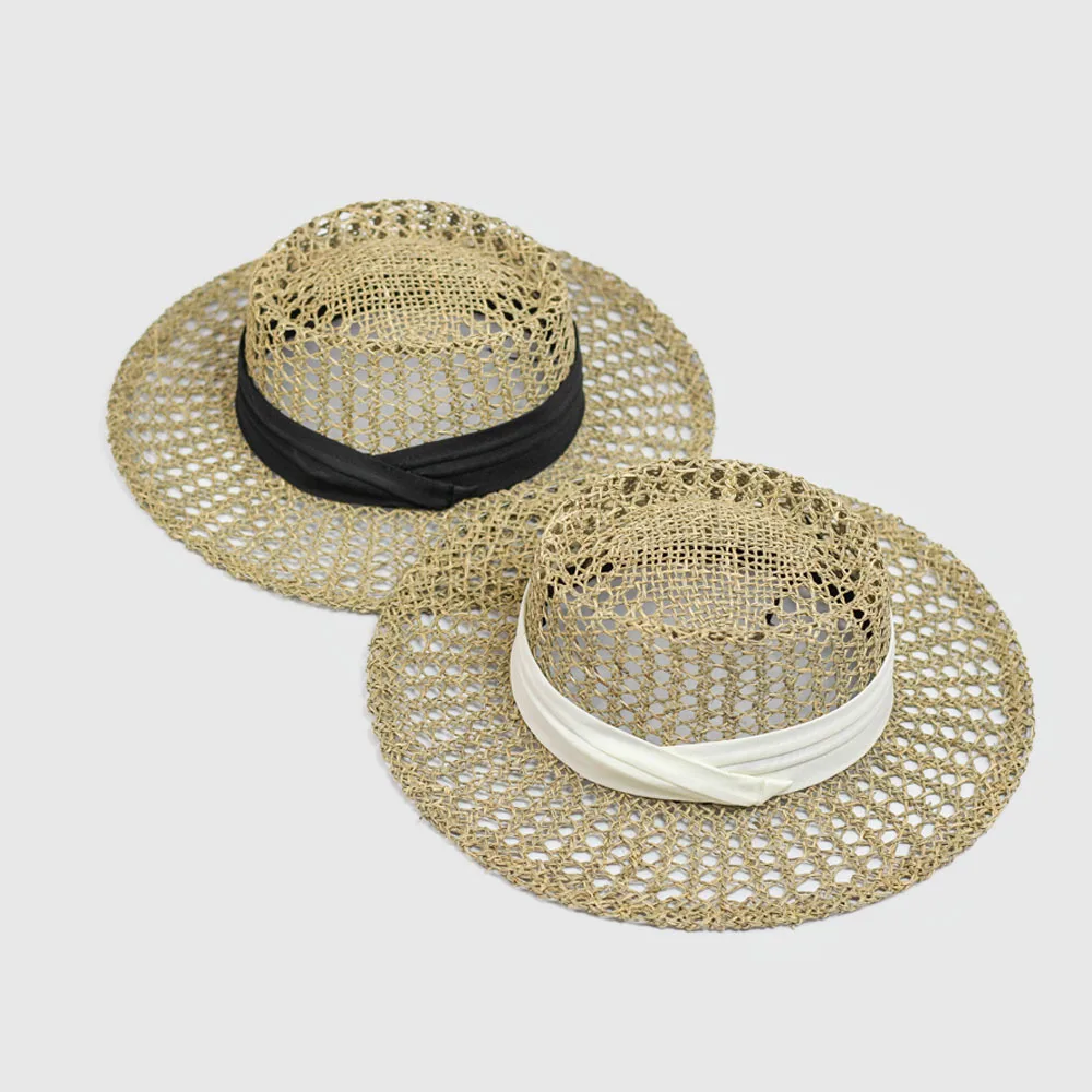 Vintage beach hat for women Sea grass handmade woven straw hat French sun hat summer Holiday sombrero beach hat  panama hat men