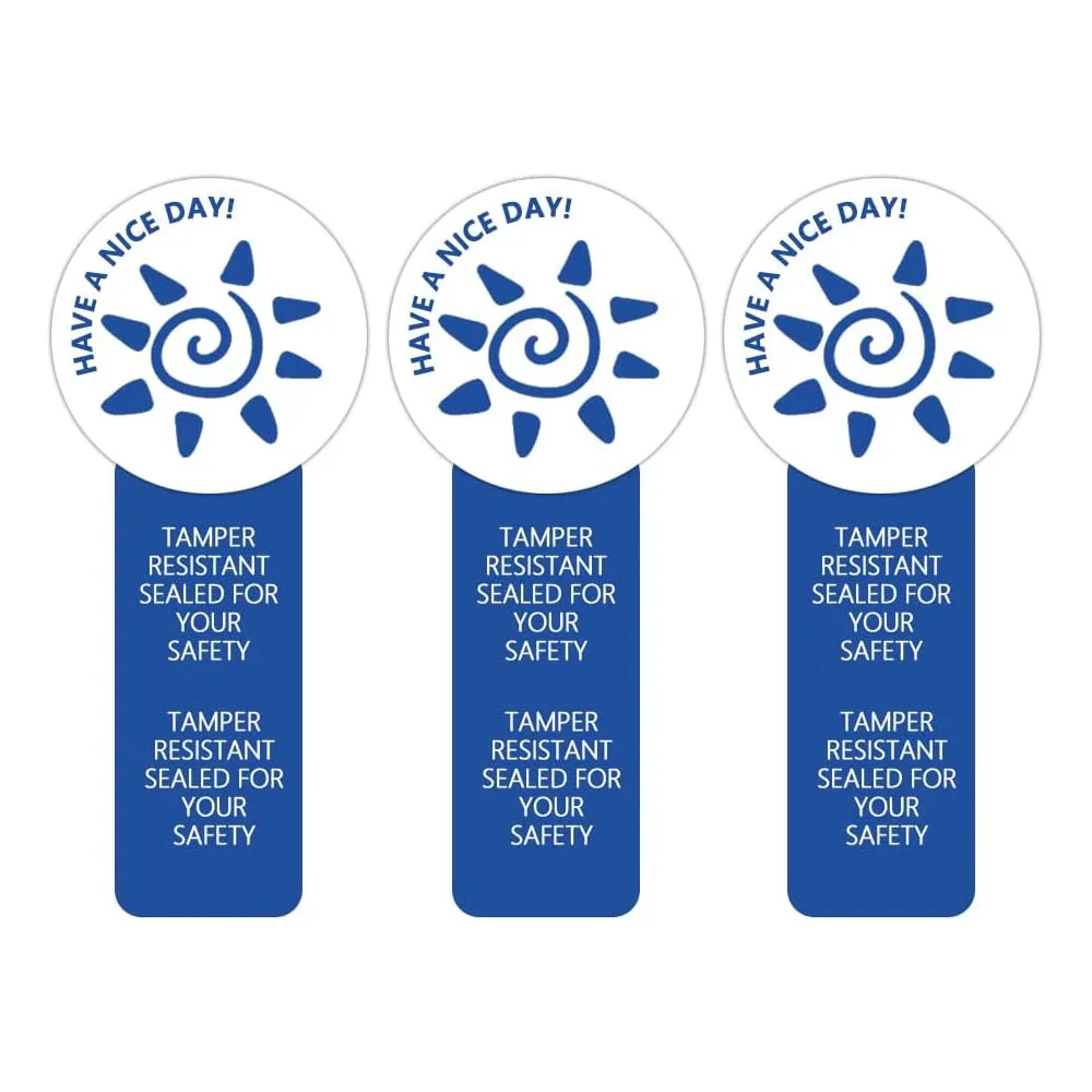 Safe Secure Tamper Evident Labels 1.5x4 Inch Blue Tamper Resistant Stickers Food Freshness Package Sealed Labels 500 Pcs