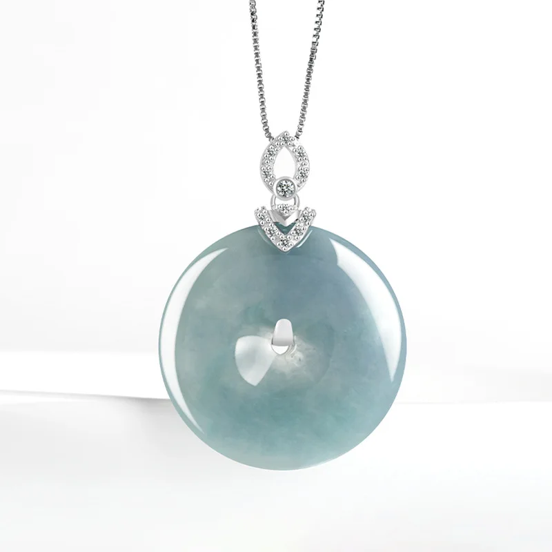 natural-a-grade-emerald-blue-level-safety-buckle-ice-type-jade-pendant-necklace-s925-silver-embedded-lucky-charm-jewelry