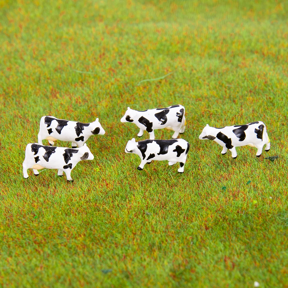 Scale 1:150 Simulation Miniature Animal Model High Quality Cattle Horse Toys For Farm Sand Table Scene Material Diorama Kit 6Pcs