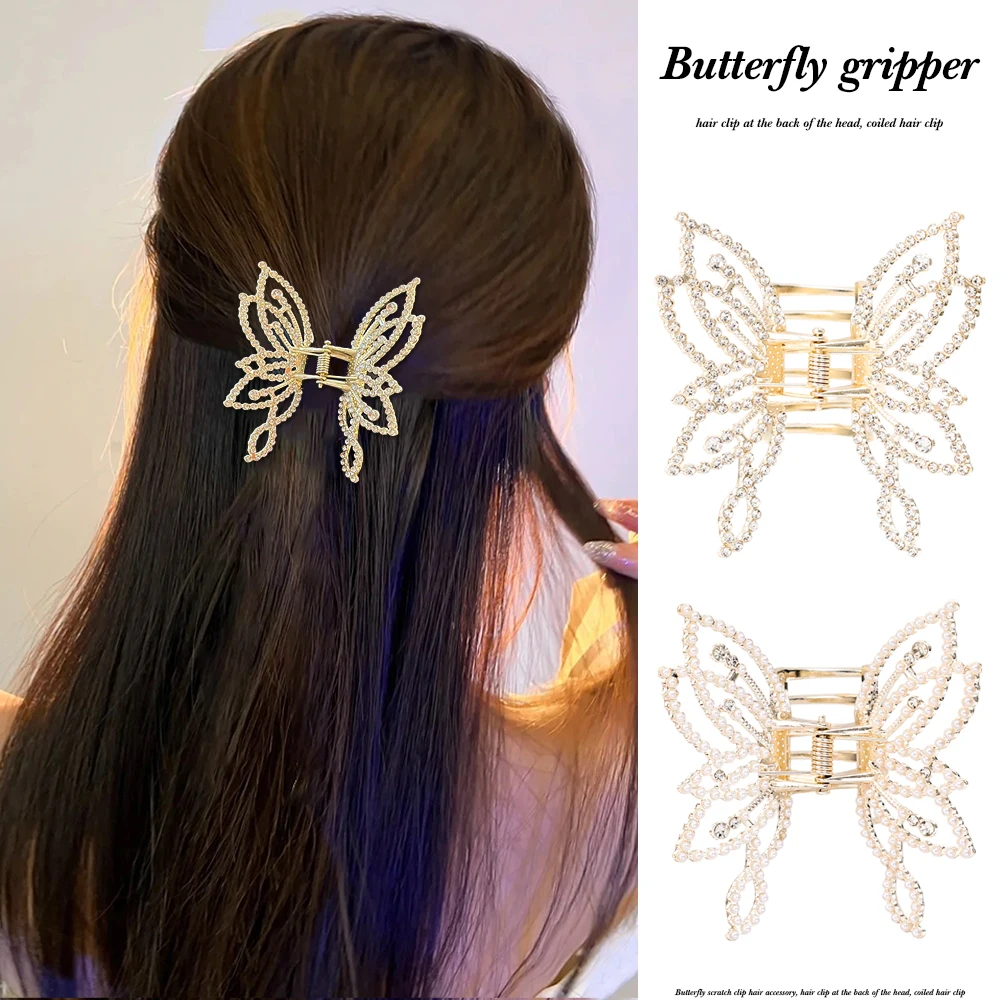 Fashion Metal openwork Hair Claw Butterfly Hair Clips for Women Girl Elegant Ponytail Claw Clip Vintage Hairpin Hair Accessories