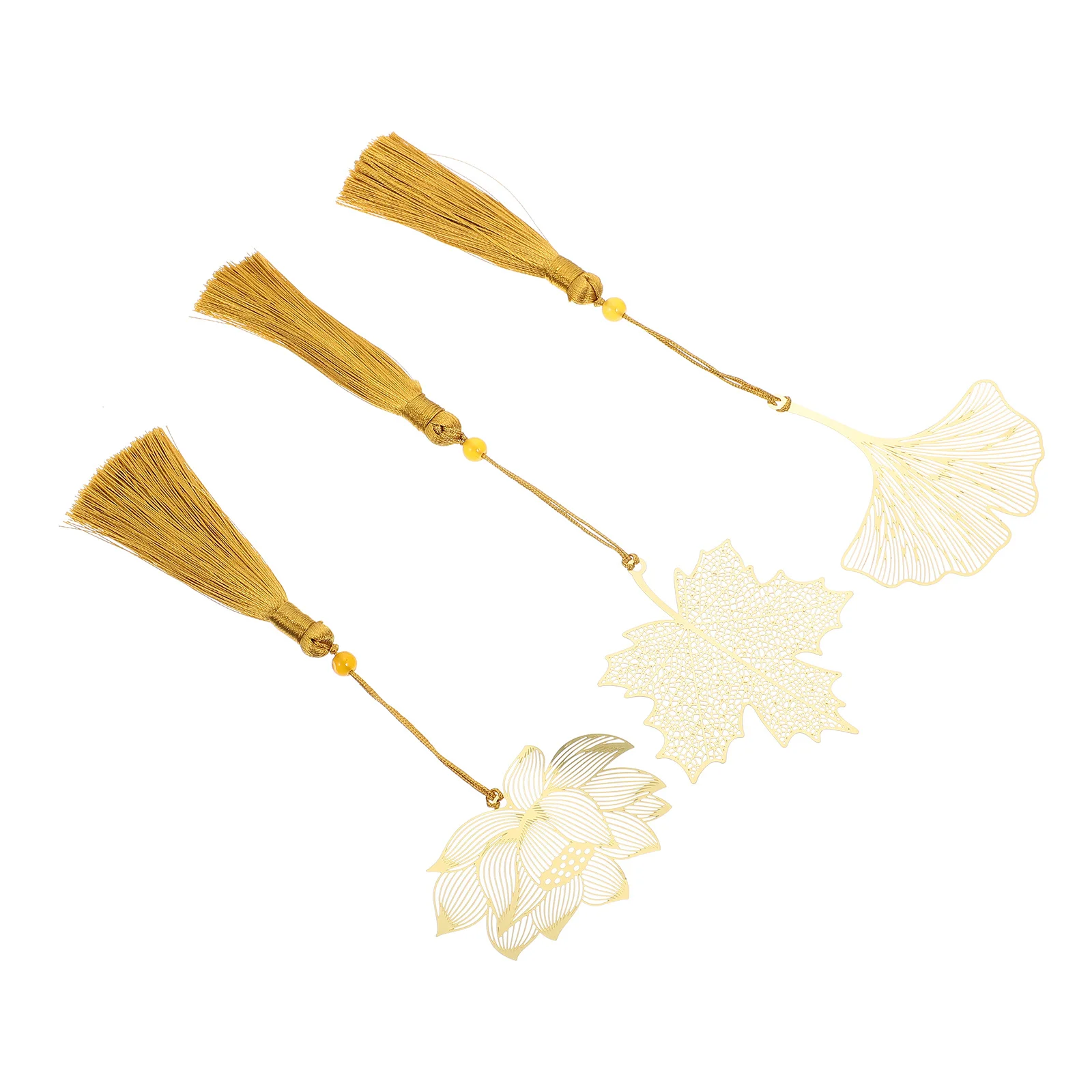

3 Pcs Metal Bookmark Bookmarks Unique Cute with Tassel Golden Hollow Chinese Element Vintage Tassels