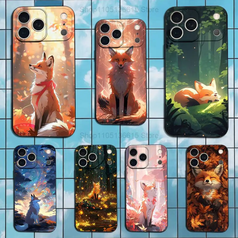 

Cute Art Fox Cartoon Case For iPhone 17,16,15,14,13,12,11 Air,Plus,Pro Max,XS,X,XR,SE,Mini,8,7,Soft Silicone Black Cover