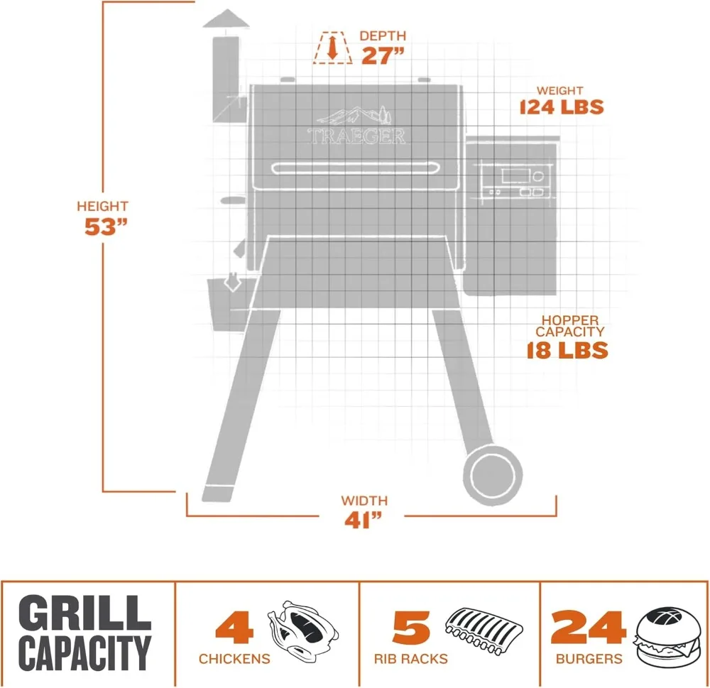 شواية ومدخن خشبية كهربائية من Traeger Grills Pro 575 مع اتصال WiFi والتطبيقات، أسود