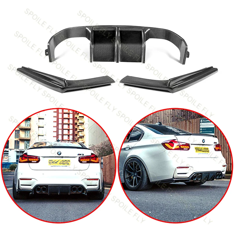 

For BMW F80 M3 F82 M4 2015 2016 2017-2020 High Quality Rear Bumper Lip Body Kit Spoiler Glossy Black Or Carbon Fiber Look