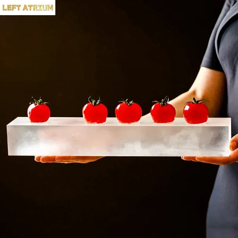Creative Acrylic Dinner Plate Frosted Rectangle Dining Room Sashimi Sushi Dishes Home Afternoon Tea Desktop Dessert Organizer