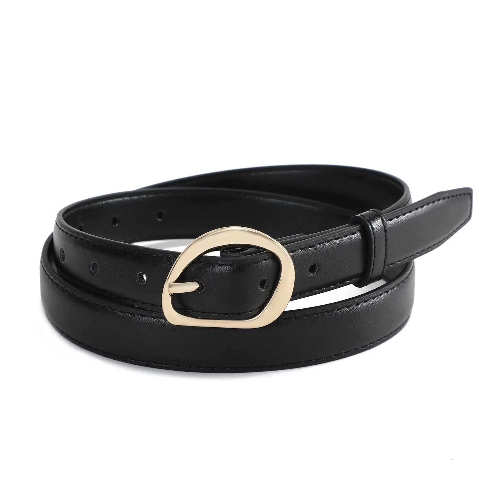 Luxuriöse PU-Ledergürtel für Damen, Modische Goldene Dornschließe, 2,3 cm Breiter Taillengürtel für Kleider & Jeans, Accessoires in Schwarz und Braun – Detail 14