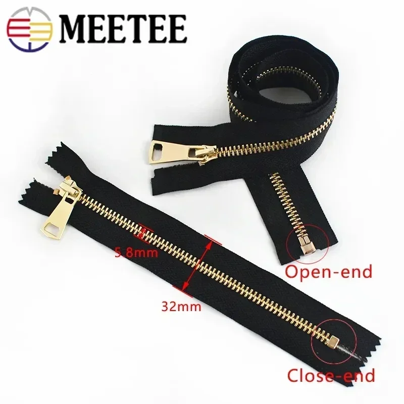 1/2/3Pcs Meetee 15-80cm 5# Metal Zippers Auto Lock Open/Close-End Zip for Down Coat Garment Zipper Shoes Pocket Sewing Accessory