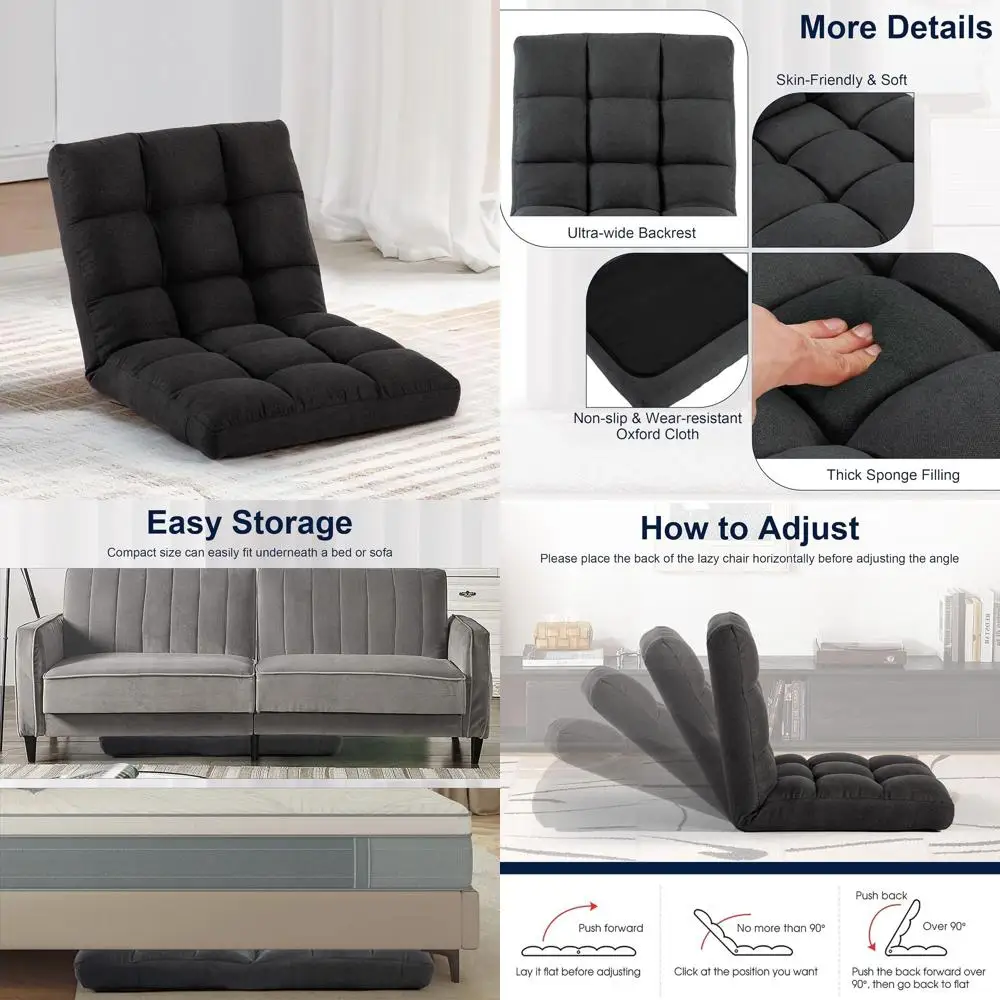 

Oversized Ergonomic Recliner Chair with Back Support, Adjustable Lay Flat, Ideal for Gaming, Living Room, or Bedroom (Black)