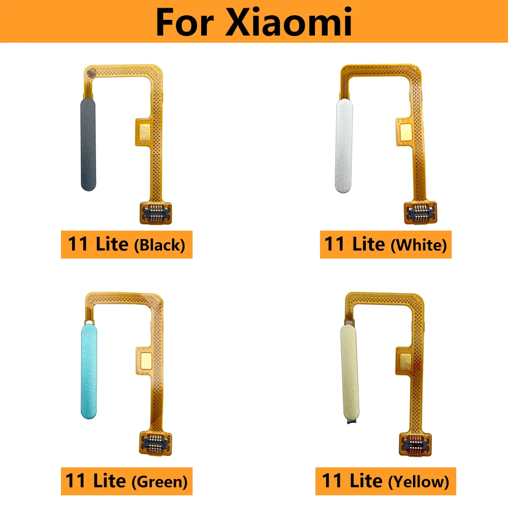 10 Pcs Fingerprint Sensor Home Return Key Menu Button Flex Ribbon Cable For Xiaomi 11 Lite