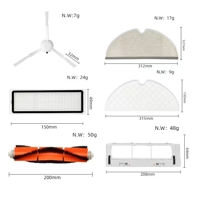 Accesorios para aspiradora Xiaomi Mi Robot 2 STYTJ03ZHM, filtro Hepa, mopa, paño, cepillo lateral principal, piezas de repuesto