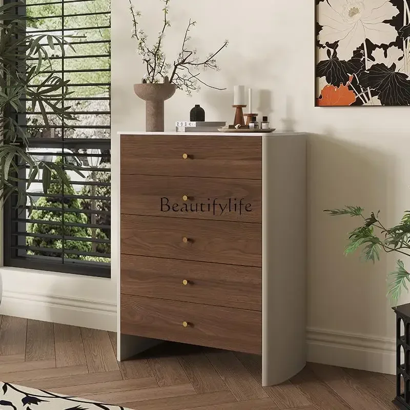 

66.LItalian minimalist solid wood chest of drawers small apartment