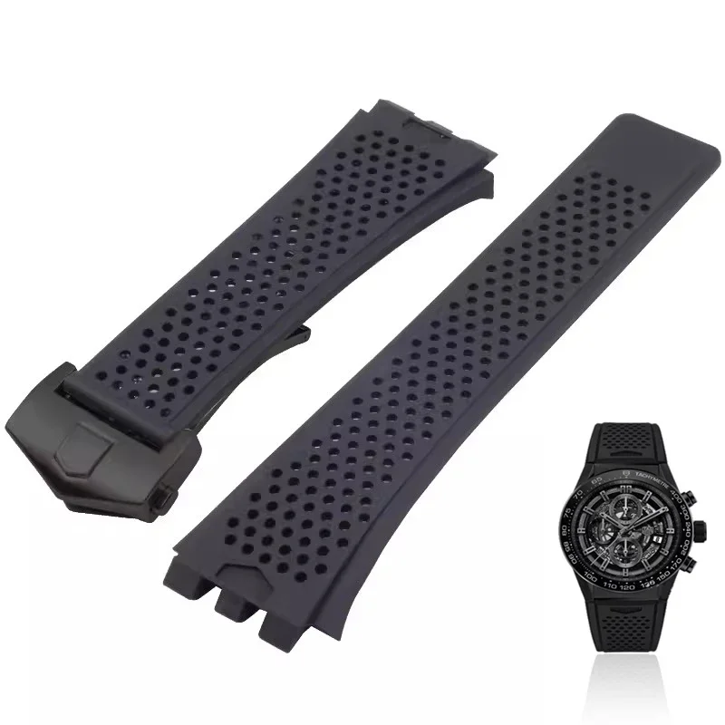 

Silicone Watch band For TAG HEUER Carrera Series watch Strap for Men's Concave Convex Interface Watchband Black Bracelet 22MM