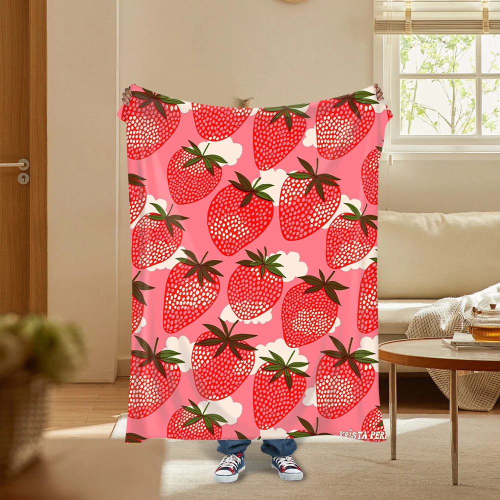 

Fruit printed flannel soft blanket, blanket living room blanket, bedroom bed sofa picnic set