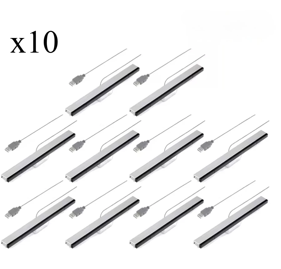 

10 Pcs Wired Motion Sensor Receiver with Extension Cord Wired Motion Sensor Bar Remote Sensor Bar for Nintendo Wii Wii U