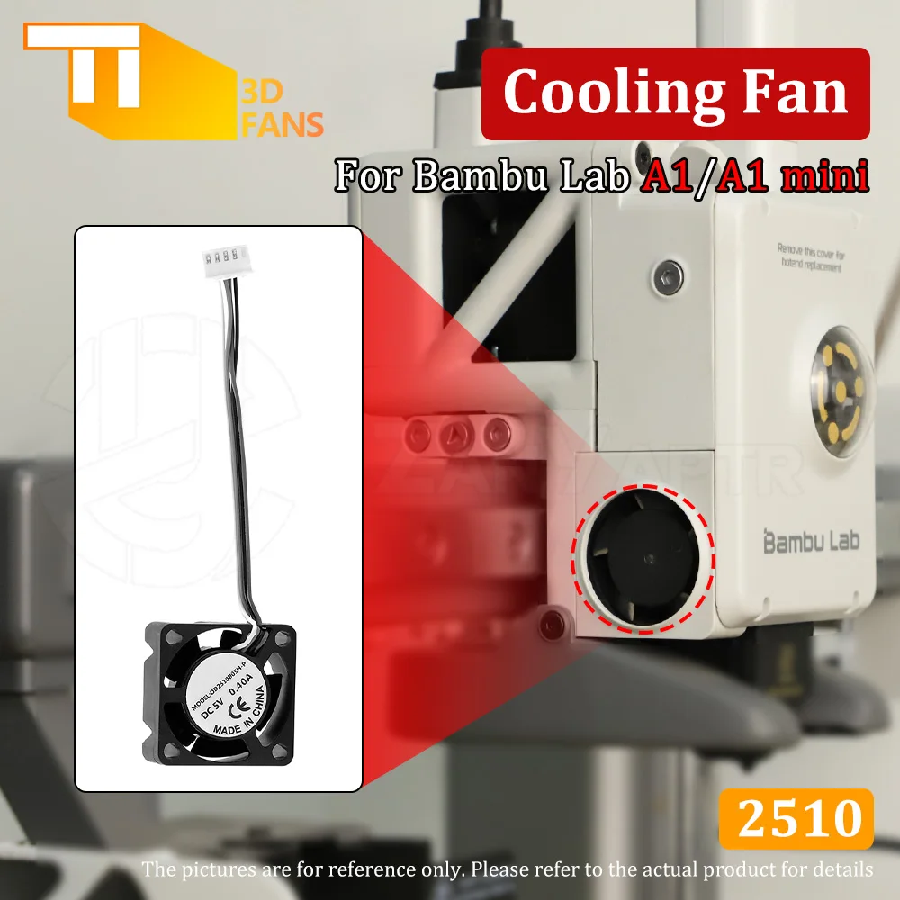 

Для Bambu Lab A1 A1 Mini 18000 об/мин 2510 Вентилятор охлаждения Hotend Высококачественные материалы Вентилятор постоянного тока 5 В 0,4 А для аксессуаров для 3D-принтеров