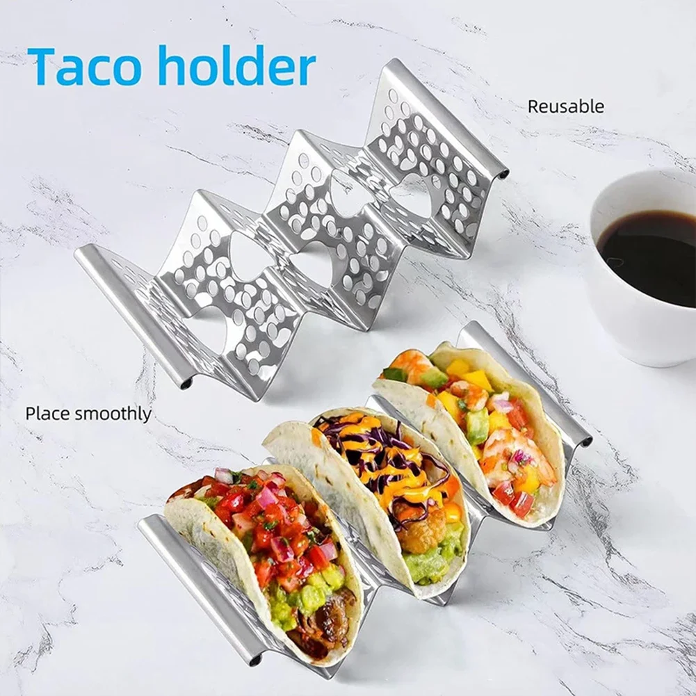 Mexican Roll Rack Taco Holder Stainless Steel Taco Holder Wave Shape Tray Holder Taco Cake Rack Display Stand Kitchen Gadgets