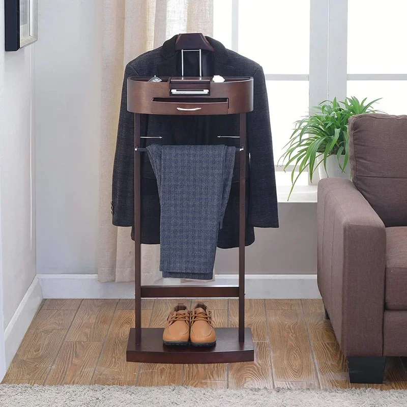 American solid wood coat rack Office floor hanger Multifunctional hotel suit rack Home bedroom clothes rack