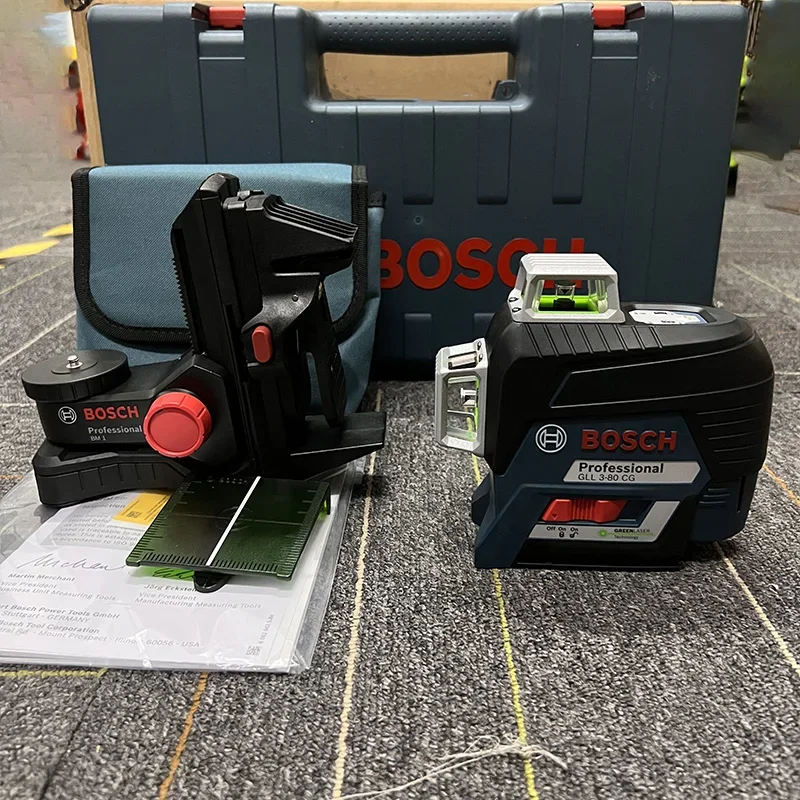 BOSCH-nivel 3D verde que se puede conectar a Bluetooth, nivel láser de 12 líneas, herramienta de medición de GLL3-80CG de Cruz Vertical Horizontal 360