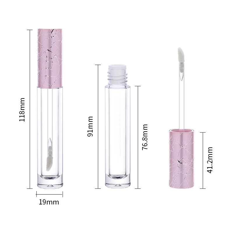 Custom Logo 6ml Lipgloss Tubes with Wand Brush Empty Travel Bottle Refillable Lip Gloss Containers Thick Wall Lipstick Tube