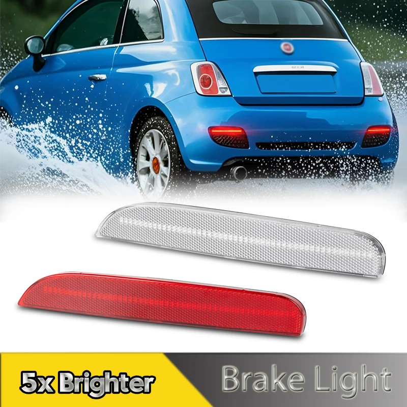 2Pcs No Error For Fiat 500 Sport 2012-2017 LED Rear Bumper Reflector Lights Tail Red Stoplight Brake Lamps Car Accessories