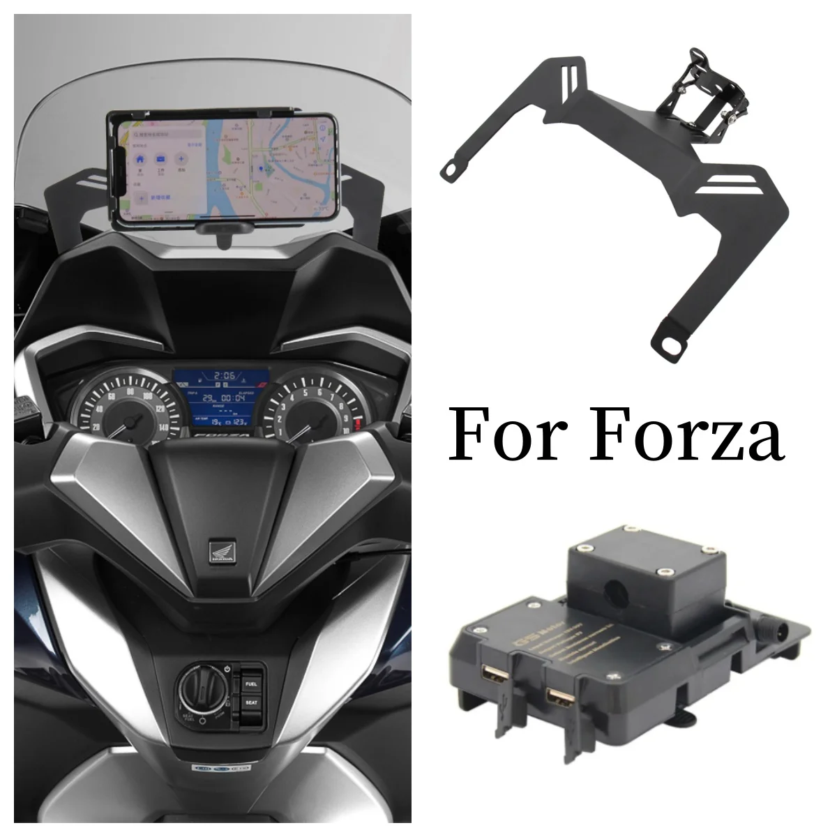 

Аксессуары для мотоциклов, USB-зарядка, держатель для телефона, навигационный кронштейн для Honda Forza 300 250 125 MF13 Forza 300 FORZA 250 Forza 125