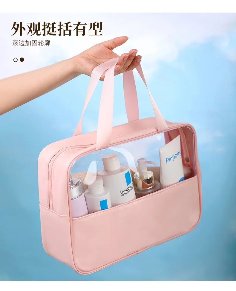 Doppels ch ichten schwarze Mesh Kosmetik tasche Reise tragbare große Kapazität Make-up Fall Organizer Aufbewahrung beutel Reiß verschluss Kultur beutel – Detail 16