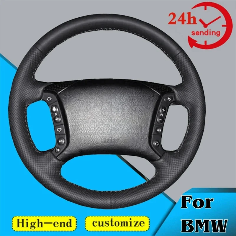 Custom Car Steering Wheel Braid Cover Non-slip 100% Fit For BMW E46 318i 325i E39 E53 X5 Auto Interior Accessories Steering Wrap