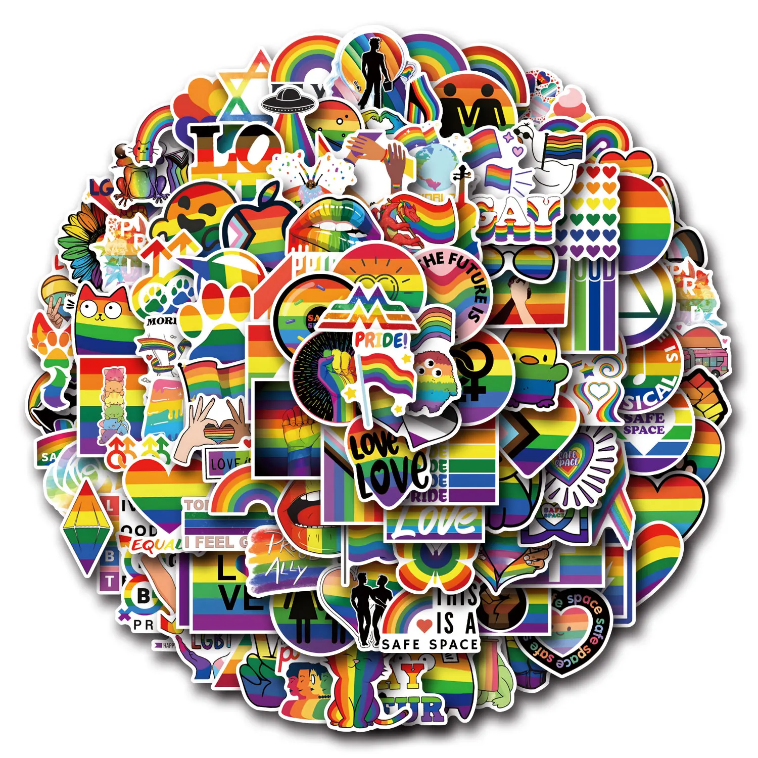 110 قطعة من ملصقات Pride Parade المقاومة للماء على الجدران الكرتونية لأجهزة الكمبيوتر المحمول والهاتف والجيتار والسيارة والدراجة والتزلج