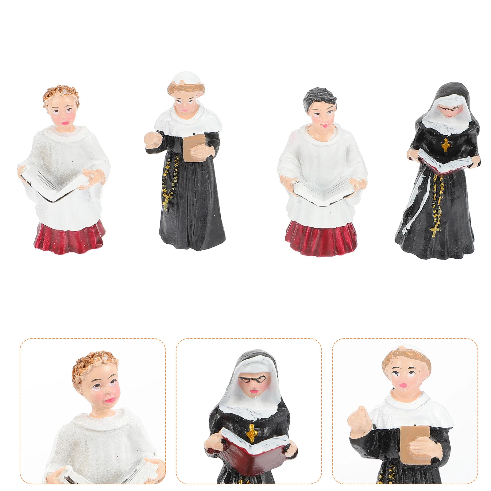 

4Pcs Resin Nun Statues Creative Chanting Decorations for Garden Balcony Micro Landscape Bonsai Desktop Ornament