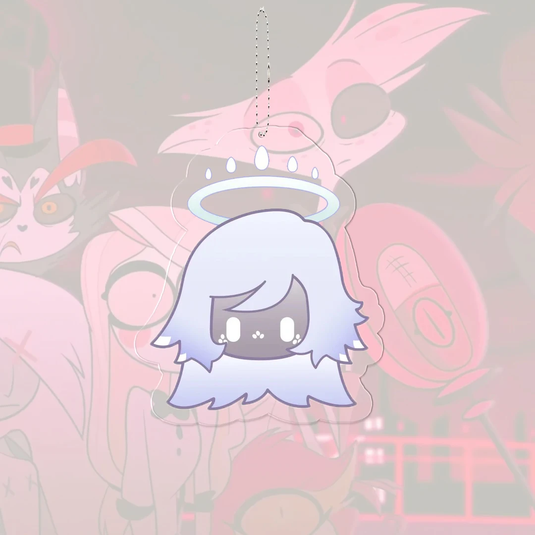 الكرتون الملاك الغبار قلادة Q نسخة حامل بطاقة ظهره تزيين رائعة Alastor طالب سلسلة مفاتيح من الكرتون شخصية صغيرة هدية