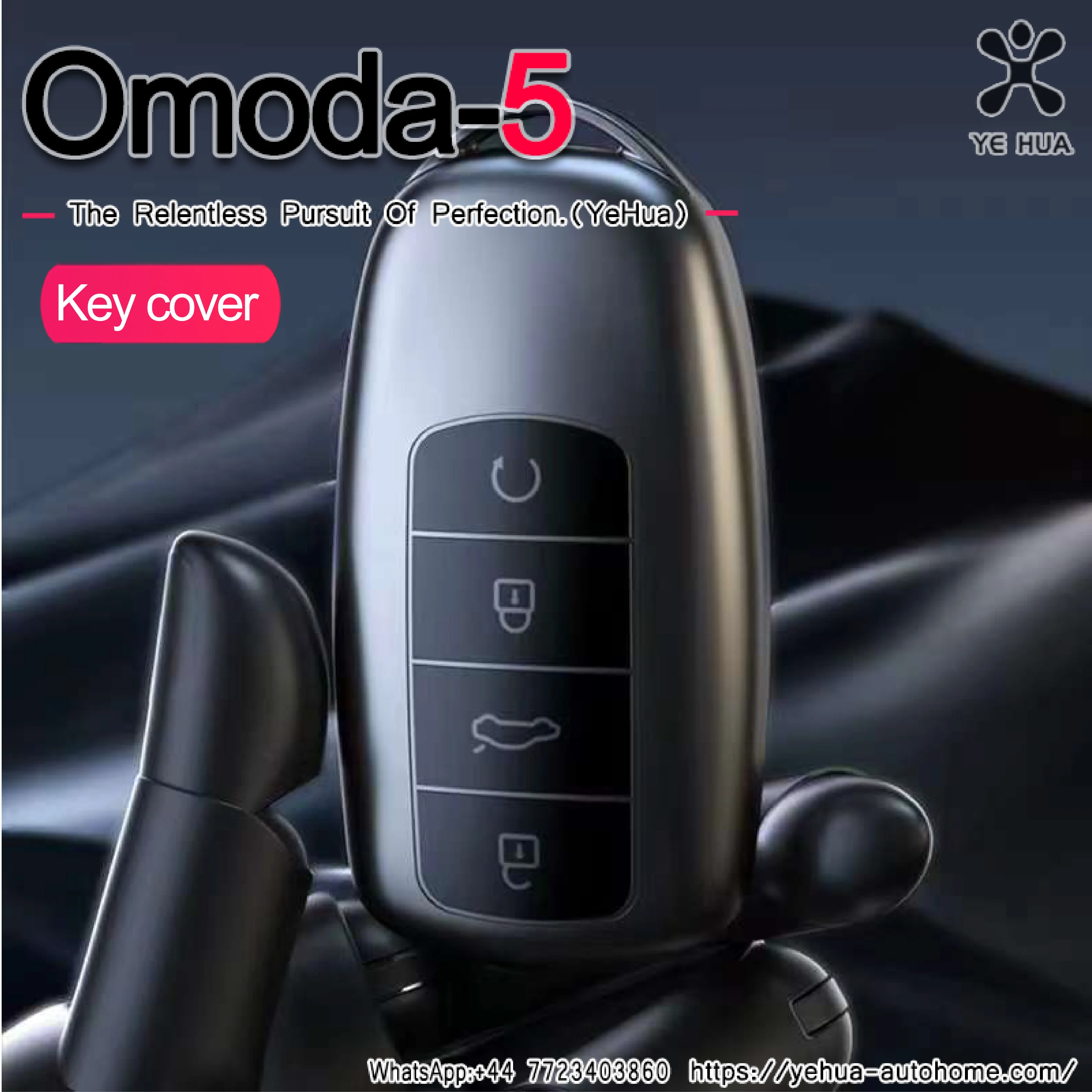 

Omoda C5 2022-2025 Titanium Gray Car Key Cover Case Shell Fob Way Car Alarm LCD Remote Controller Keychain Keyless