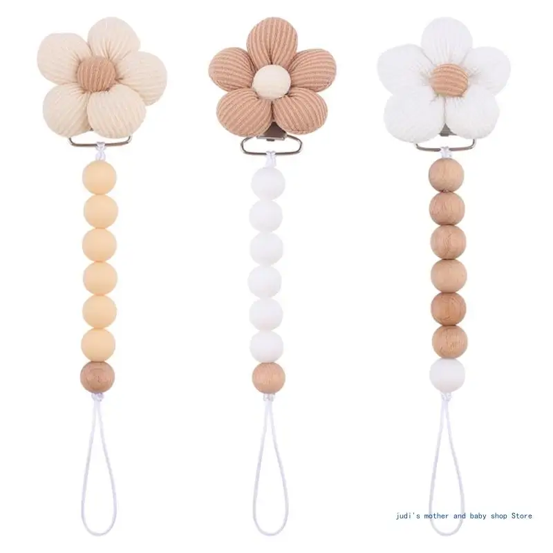 67JC ลูกปัดเด็ก Pacifier คลิปโซ่ทารกแรกเกิด Pacifier สายคล้อง Anti-DROP Decor