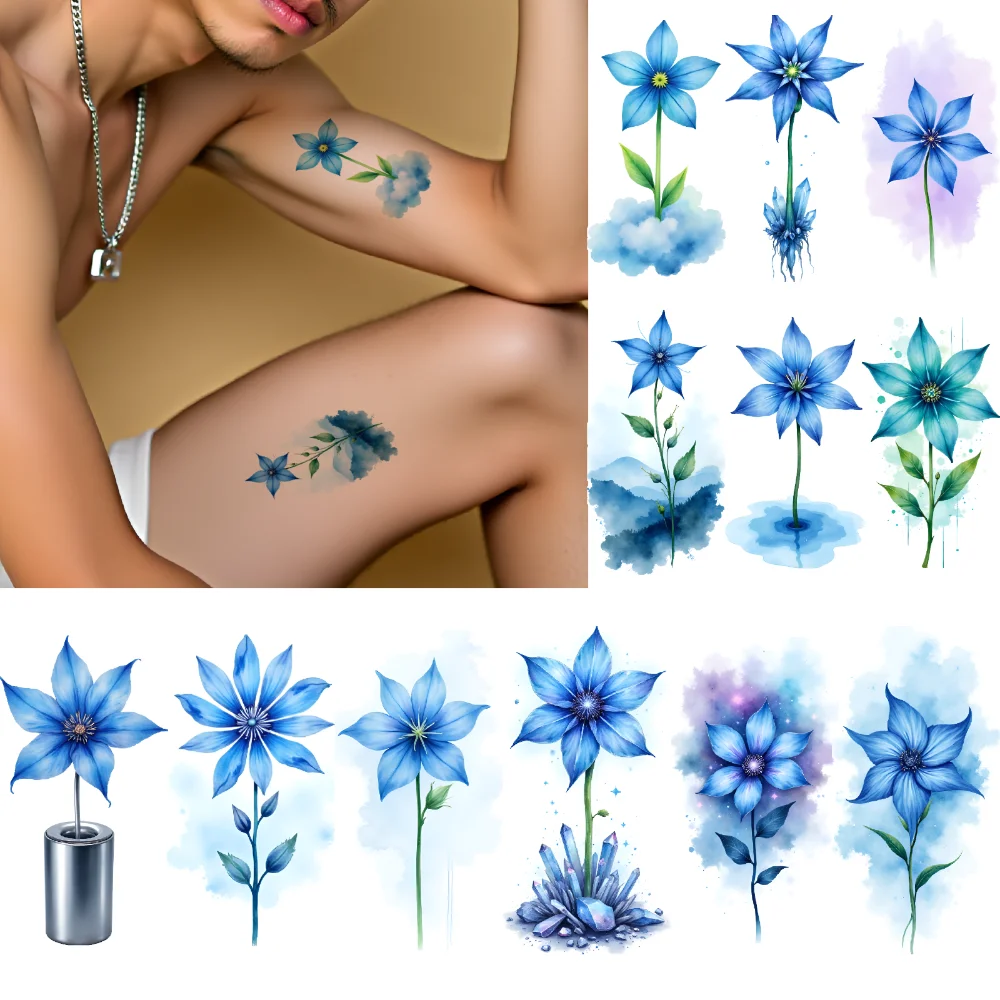 

9pcs Temporary Tattoo Botanical Design Watercolor Floral Art Temporary Tattoo Stickers For Ladies Chest