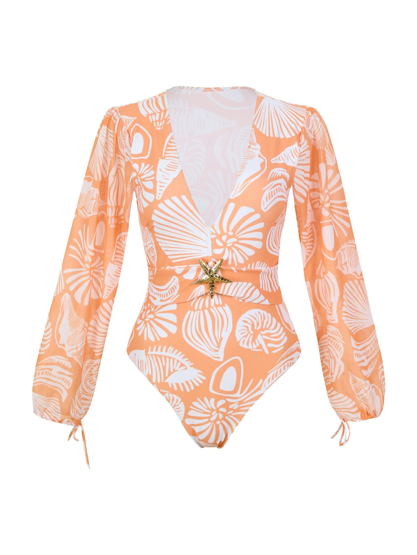 French-Style Swimsuit Wrap Dress Tea-Length Slimming Floral Print One-Piece Long Dress for Seaside Vacation Body-Hugging Summer