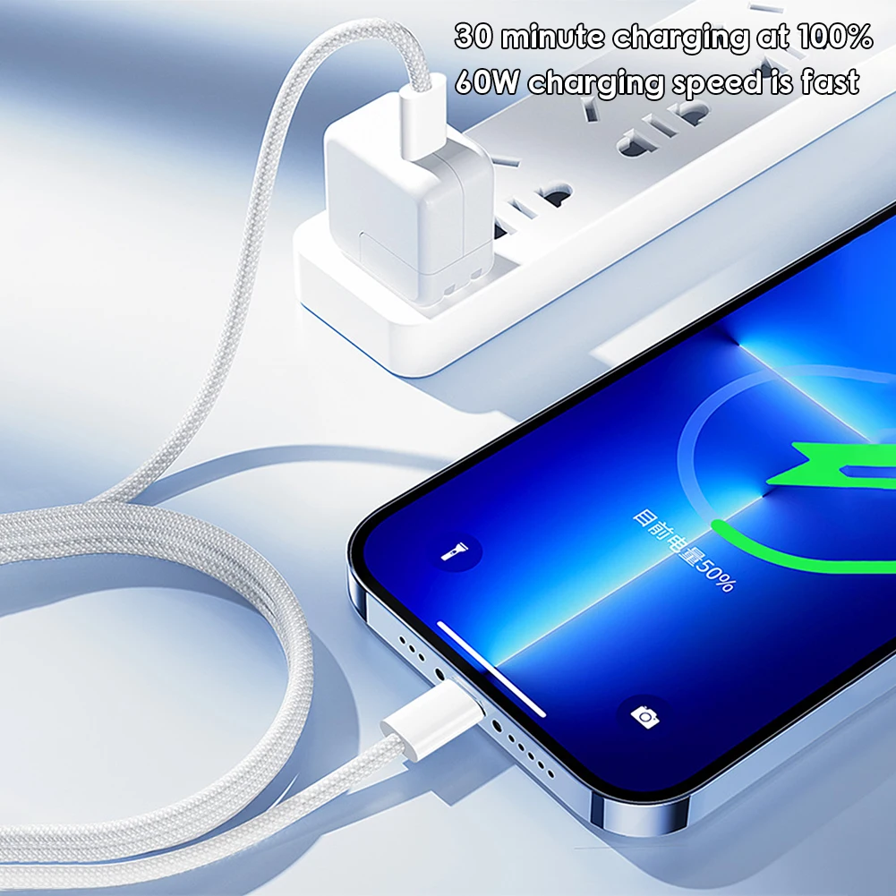 Dual Type-C Charging Braideds Cable Heavy Duty High Speed Charging Cord For Mobile Phones