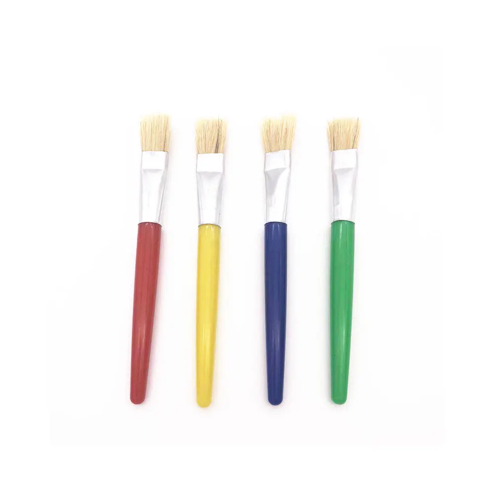 

28 Pcs Flat Head Paint Brush Kids Drawing Tool Short Hair Graffiti Child Painting