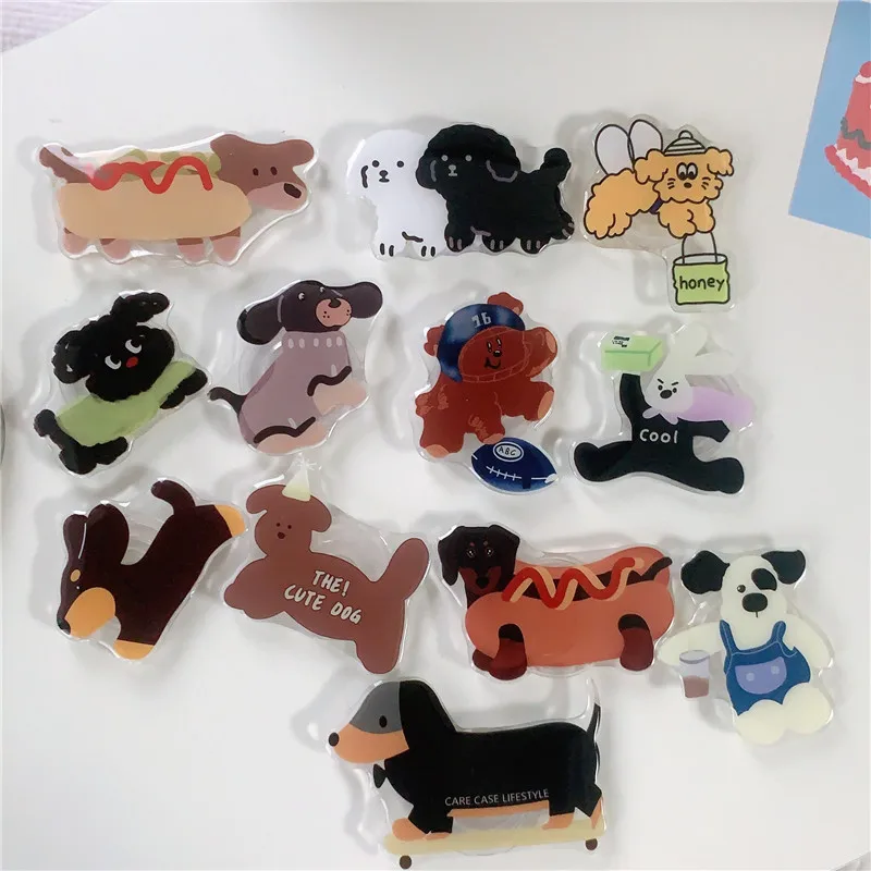 Cute Dachshund Dog Expandable Mobile Phone Holder Stand INS Korean Foldable Grip Tok Socket Finger Ring Bracket Accessories