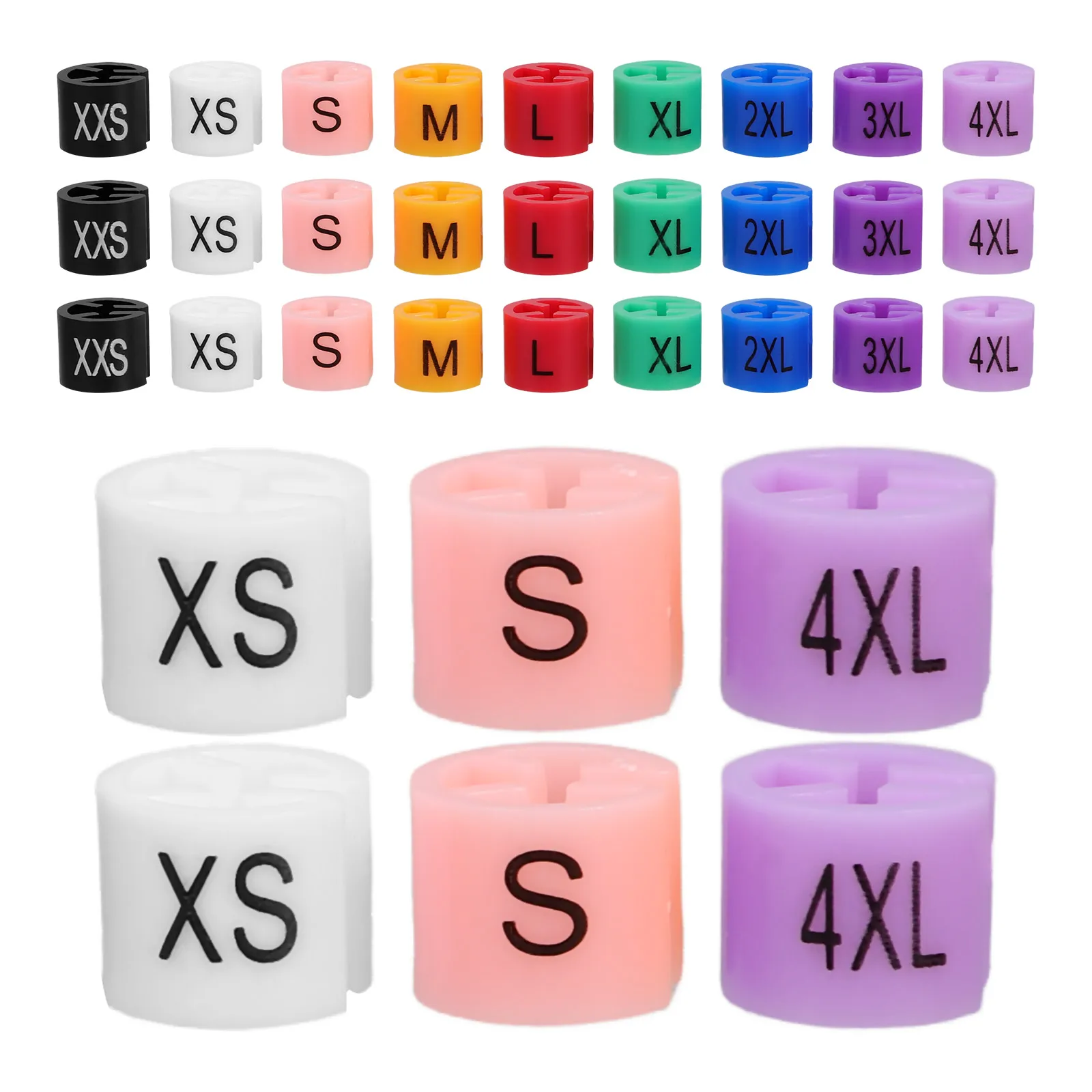 

290pcs Colorful Hanger Size Markers Plastic Clothing Sizer Tags Wardrobe Organization Compact Design Clothes Hanger Size